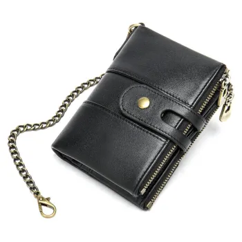 Double Zipper Leather Men's Wallet